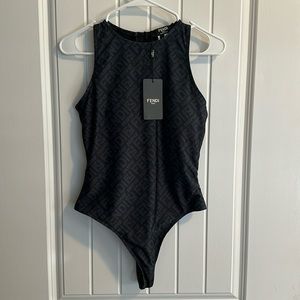 Luxury inspired logo black bodysuit